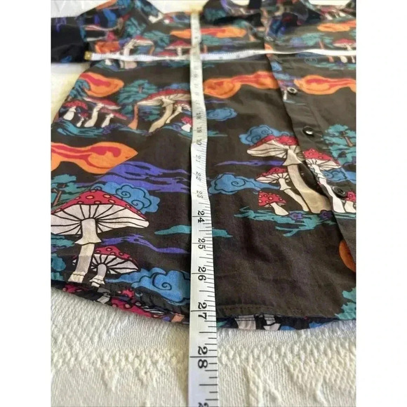 NEFF Button Down Shirt Mushroom Psychedelic Trippy Hippy Smiley Face Men's Med - Picture 8 of 9
